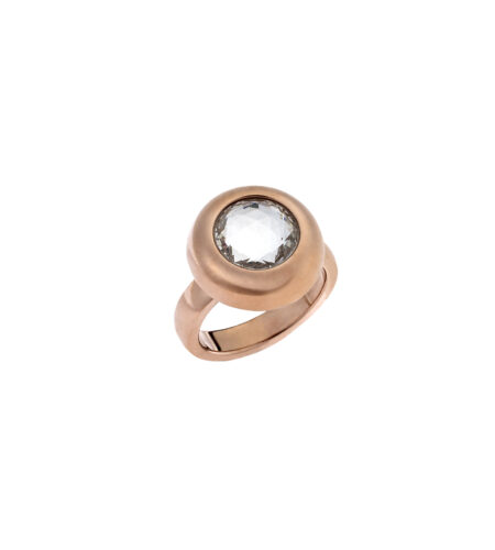 Elegant rose gold cocktail ring with bold design, perfect for parties or special occasions