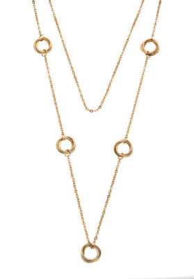 Silver-tone stainless steel cross pendant necklace with a 70cm chain.