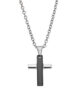 Silver-tone stainless steel cross pendant necklace with a two-tone design and a sleek 70cm chain.