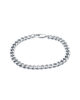 Thin silver-tone stainless steel Cuban link bracelet with a polished finish, sleek and elegant.