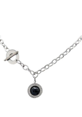 Ssilver-tone-stainless-steel-necklace-black-pendant