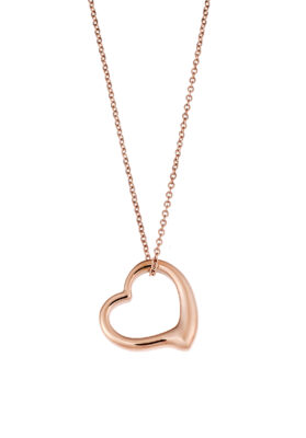 Rose gold-tone stainless steel heart necklace with a delicate 40cm chain, elegant and stylish.