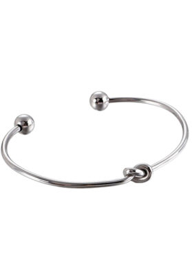 A sleek and minimalist stainless steel open bangle bracelet, featuring a polished finish and adjustable fit for effortless elegance.