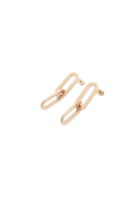 Close-up of Rose Gold Link Drop Earrings with an interlocking chain design and polished finish.