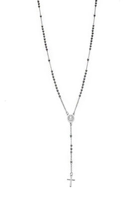 Silver rosary necklace with devotional medallion and drop chain – Elegant and spiritual Silver rosary necklace with devotional medallion and drop chain – Elegant and spiritual
