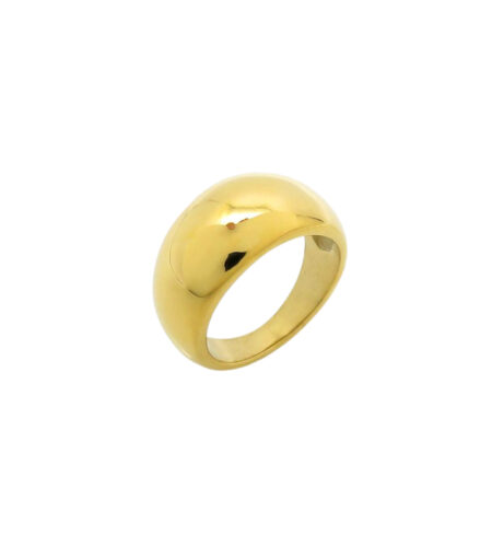 Chunky gold ring with a minimalist design, made of stainless steel for durability and style.