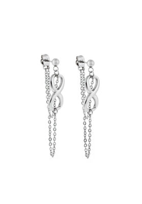Silver infinity drop earrings with delicate chains – Elegant and symbolic