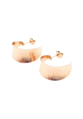 Rose gold hammered hoop earrings with textured finish – Elegant & modern design