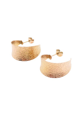 Rose gold textured hoop earrings with hammered finish – Elegant & modern design