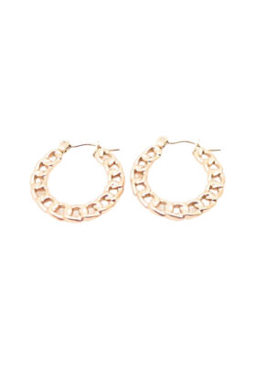 Rose gold chain-link hoop earrings with openwork design – Trendy & bold style