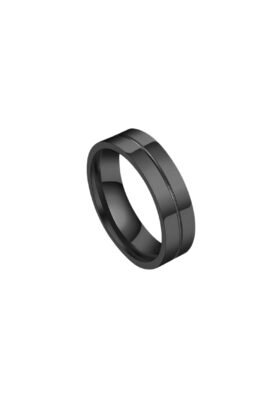 Sleek black tungsten ring with a polished and modern design