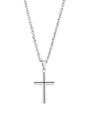 Silver cross pendant necklace with a sleek and minimalist design