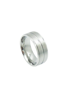 Brushed silver tungsten ring with a modern and durable design