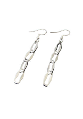 Silver chain link dangle earrings with a sleek and modern design