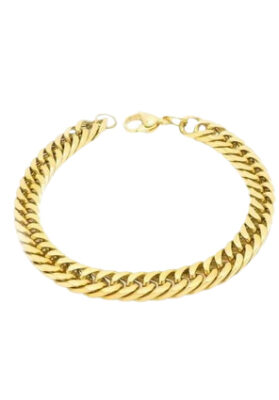 Bold gold Cuban link bracelet with a sleek and polished design