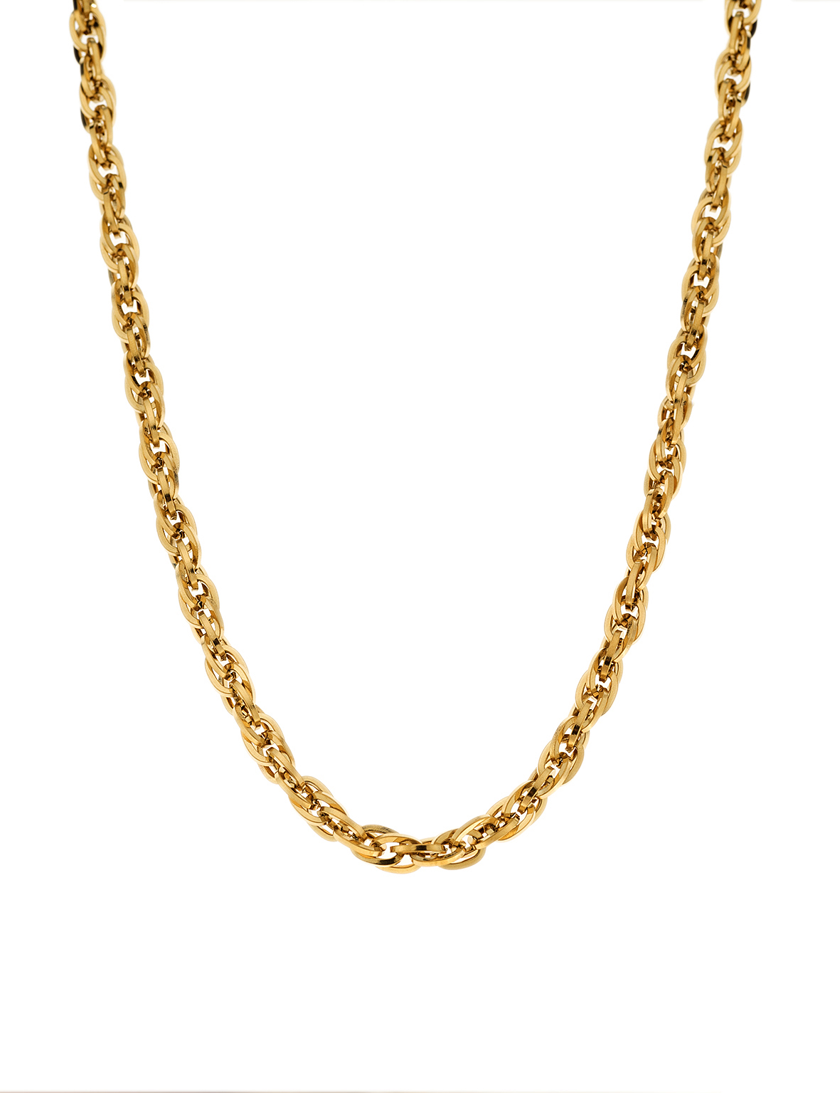 Elegant gold rope chain necklace with a polished and intricate design