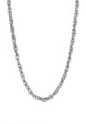 Men’s silver chain necklace with polished interlocking links for a bold and refined look.