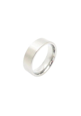 Classic silver band ring with a smooth, brushed finish