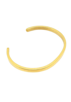 Minimalist gold cuff bracelet with a sleek, open bangle design, perfect for everyday wear and special occasions.