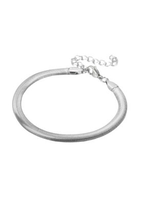 Silver herringbone chain bracelet with an adjustable clasp and polished finish