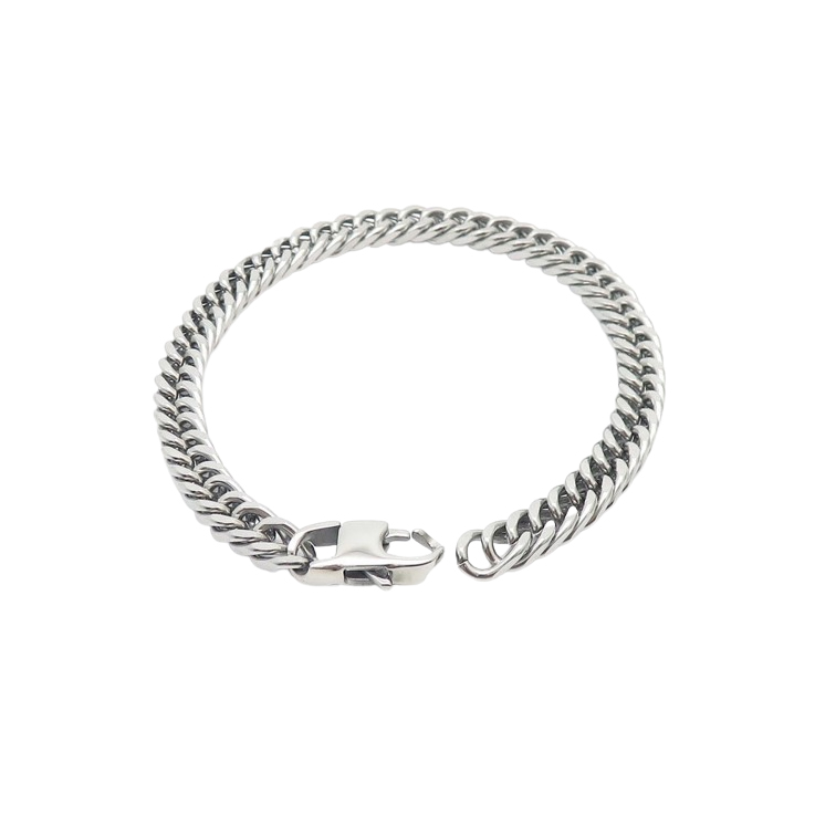 Stainless steel Cuban link bracelet with a polished finish and secure lobster clasp for men