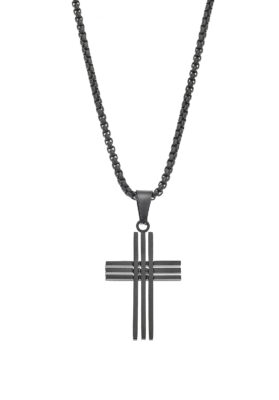 Black cross necklace with a sleek design