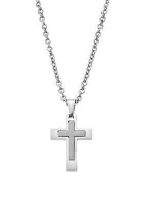 Silver cross necklace with a delicate chain, perfect for everyday wear or special occasions.