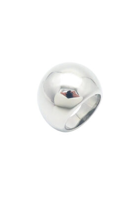 Bold and stylish thick silver ball ring, designed for a unique and modern look.