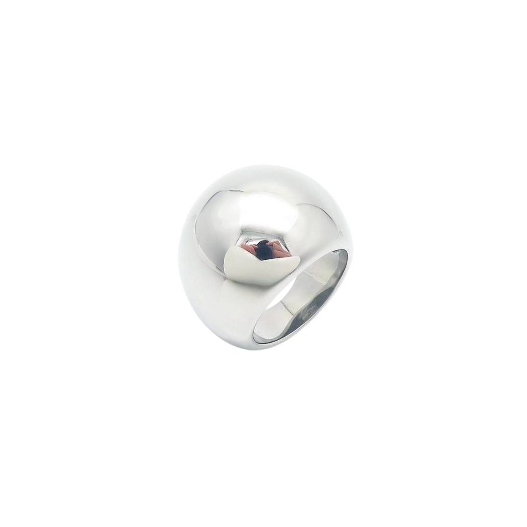 Bold and stylish thick silver ball ring, designed for a unique and modern look.