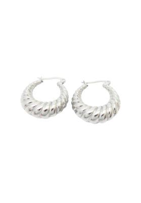 Silver twisted hoop earrings with a polished finish and bold design