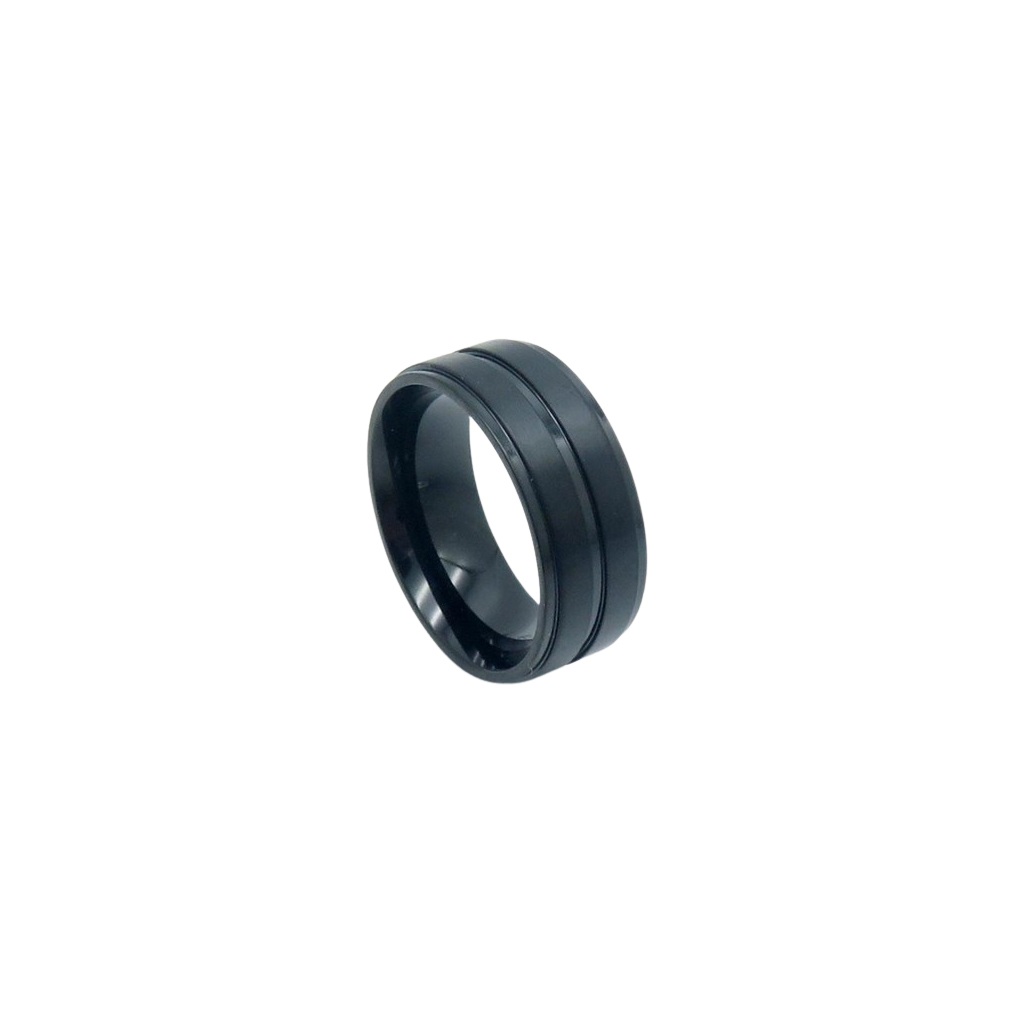 Minimalist matte black ring with a smooth, modern finish, perfect for everyday wear.