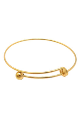 Minimalistic gold-tone stainless steel bracelet with a sleek bar and spherical end design, combining modern elegance and simplicity.