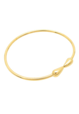 Minimalistic gold-tone stainless steel bracelet with unique curved end accents, a sleek and elegant everyday accessory.