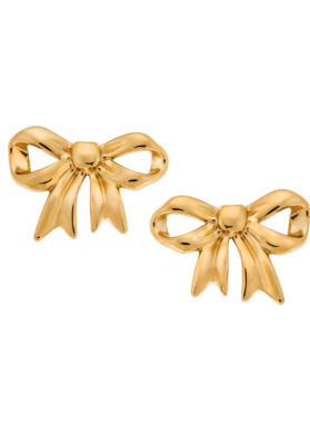 Gold bow earrings made of stainless steel with a polished finish.
