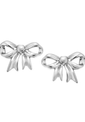 Silver bow earrings PUW20644S made of stainless steel with a polished finish.