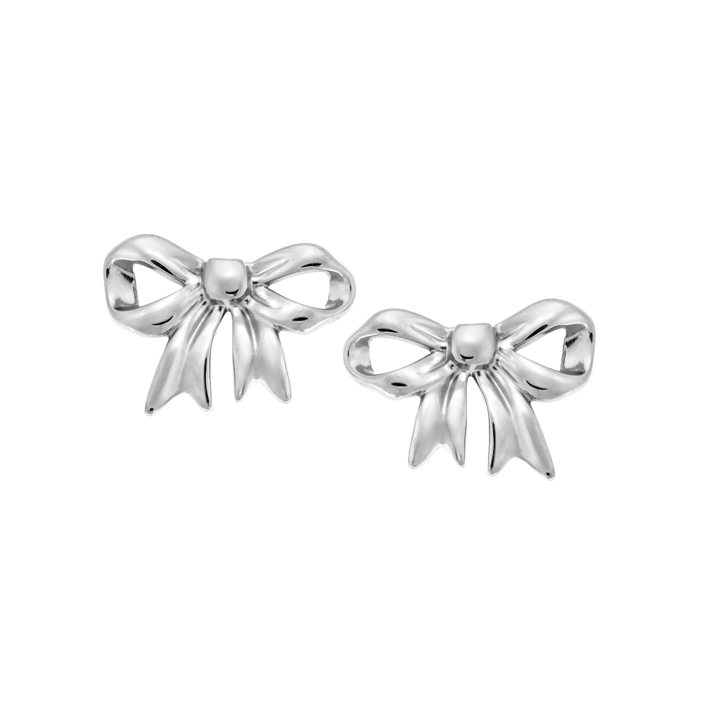 Silver bow earrings PUW20644S made of stainless steel with a polished finish.