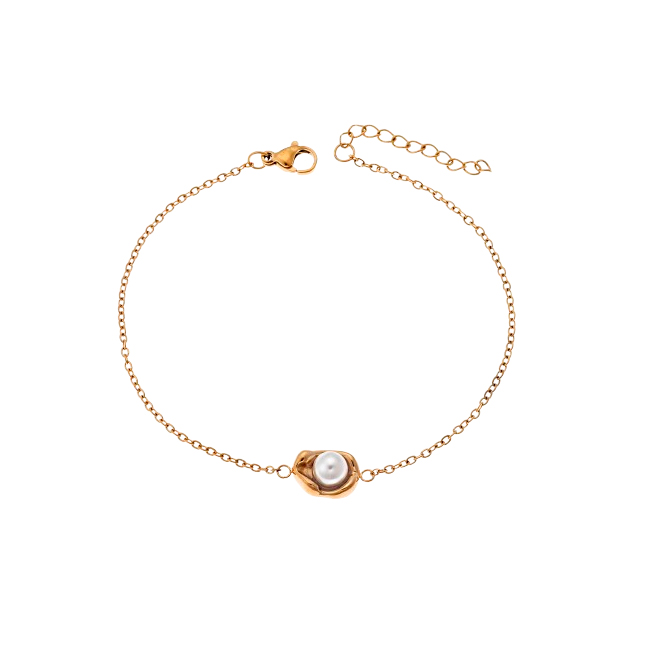 Thin Chain Bracelet with a Radiant Pearl